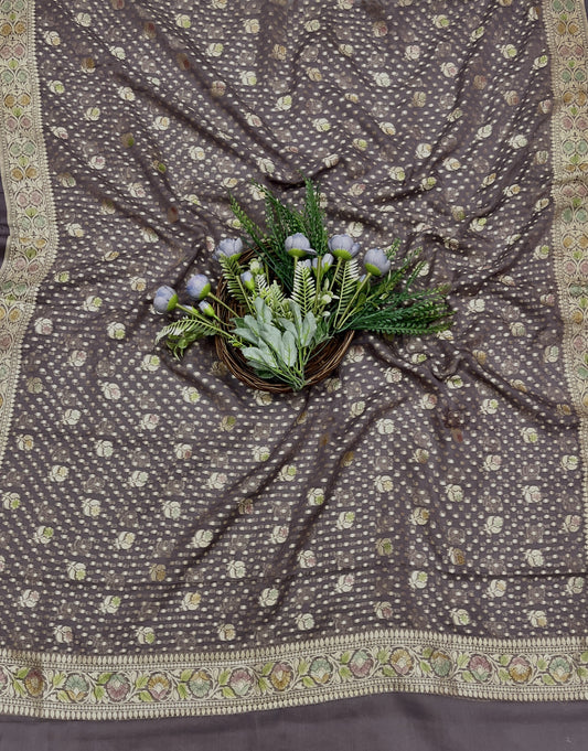 439B Pure Khaddi silk Coffee Brown Suit Fabric / CKC Banarasi Edit
