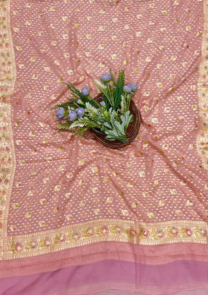 441B Pure Khaddi silk Onion Pink Suit Fabric / CKC Banarasi Edit