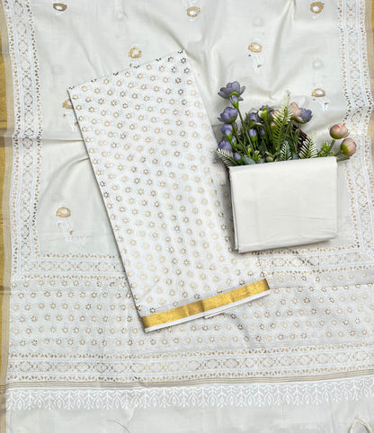 Ckc 715 Cotton White Suit Fabric / CKC Cotton Bazaar