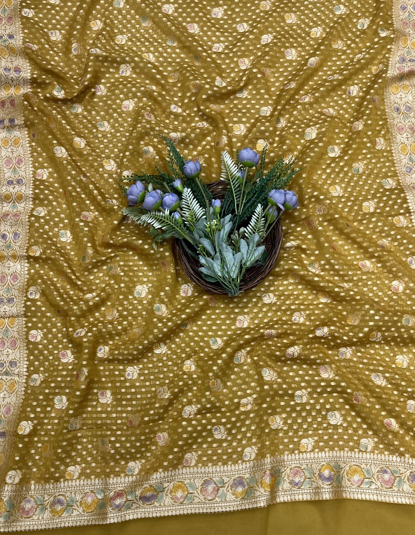 455B Pure Khaddi Silk Mustard Yellow Suit Fabric / CKC Banarasi Edit