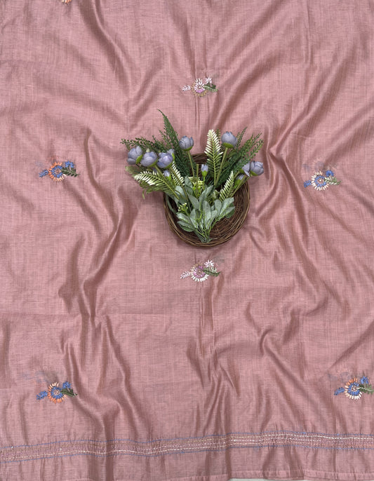 424B Mul Chanderi Dusty Rose Suit Fabric/ CKC Mul Cotton