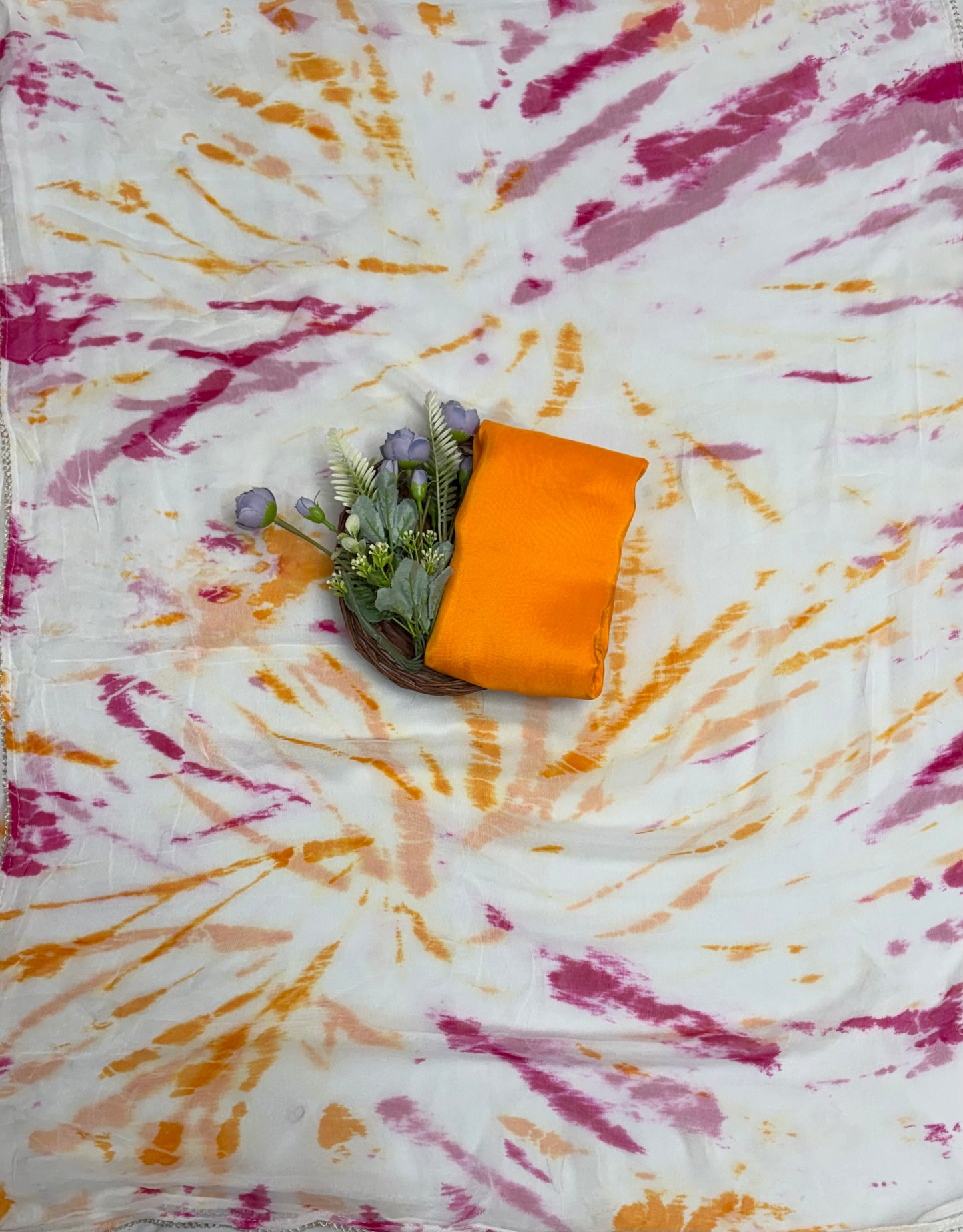 Jaipuri Cotton Magenta With Orange Suit Fabric / Jaipuri Suits