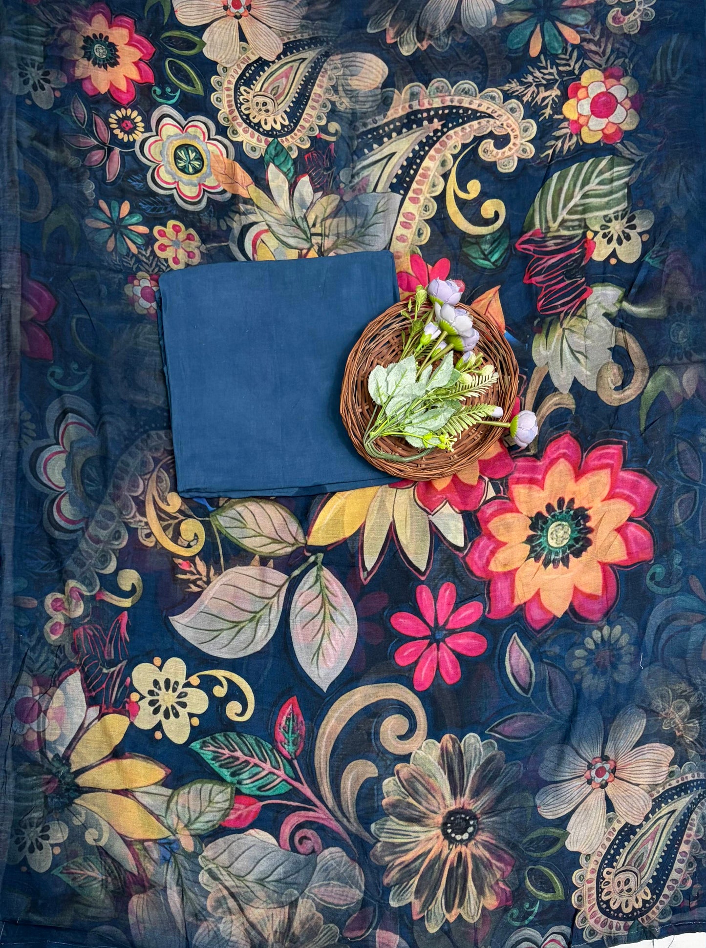 Muslin Navy Blue Suit Fabric / Muslin Suits