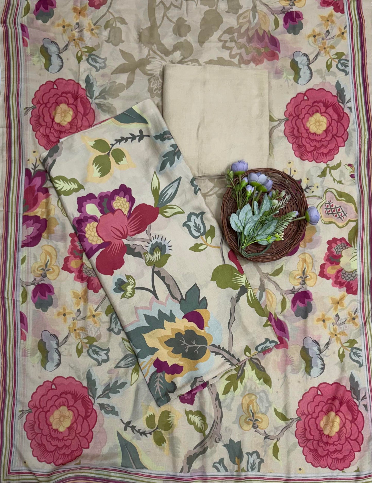 Muslin Cream Suit Fabric / Muslin Suits