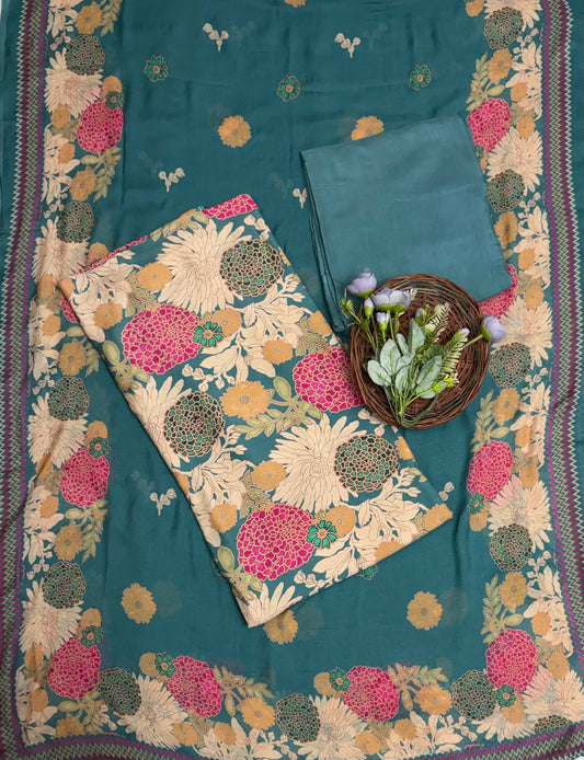 Muslin Teal Green Suit Fabric / Muslin Suits