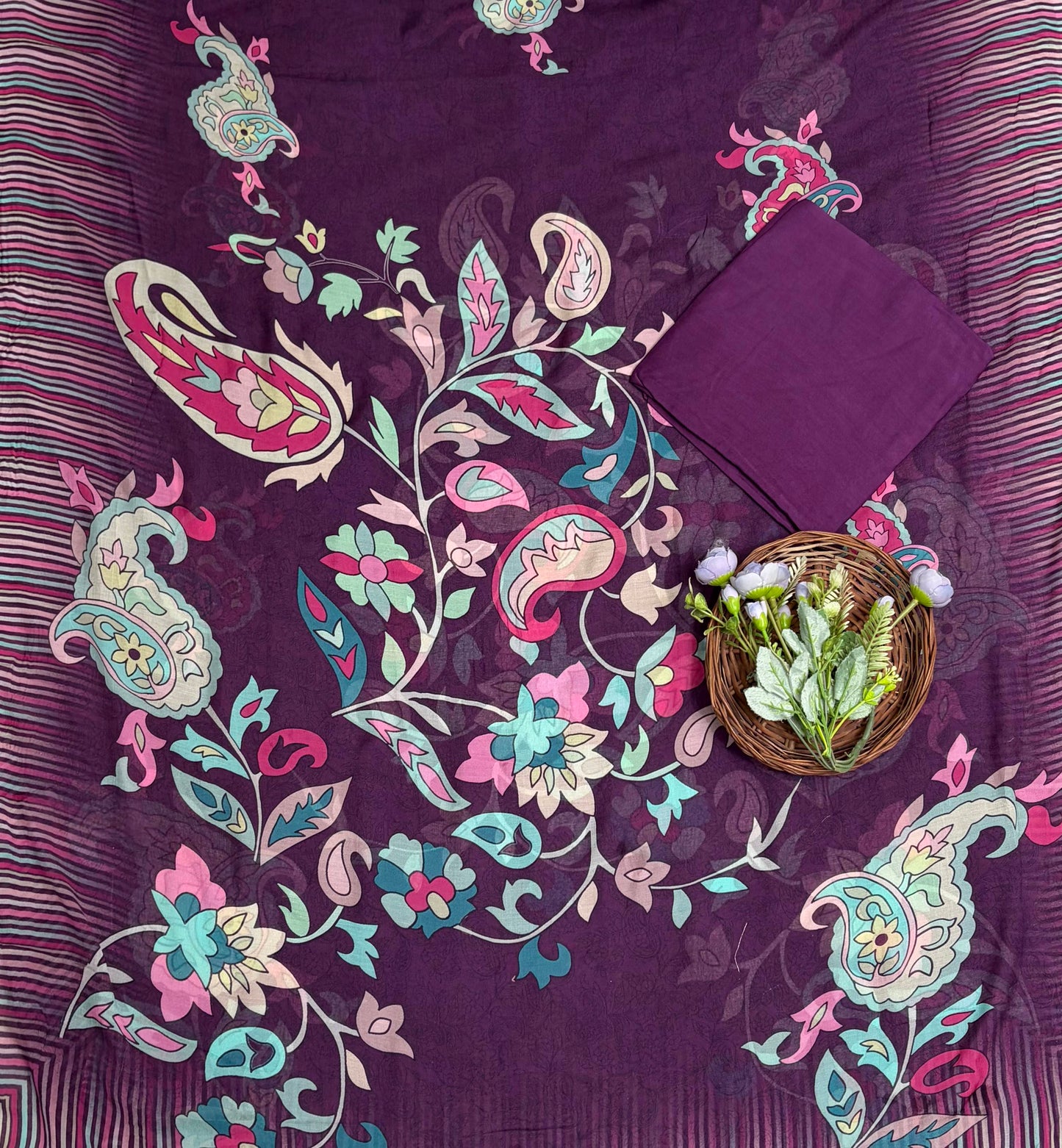 Muslin Purple Suit Fabric / Muslin Suits