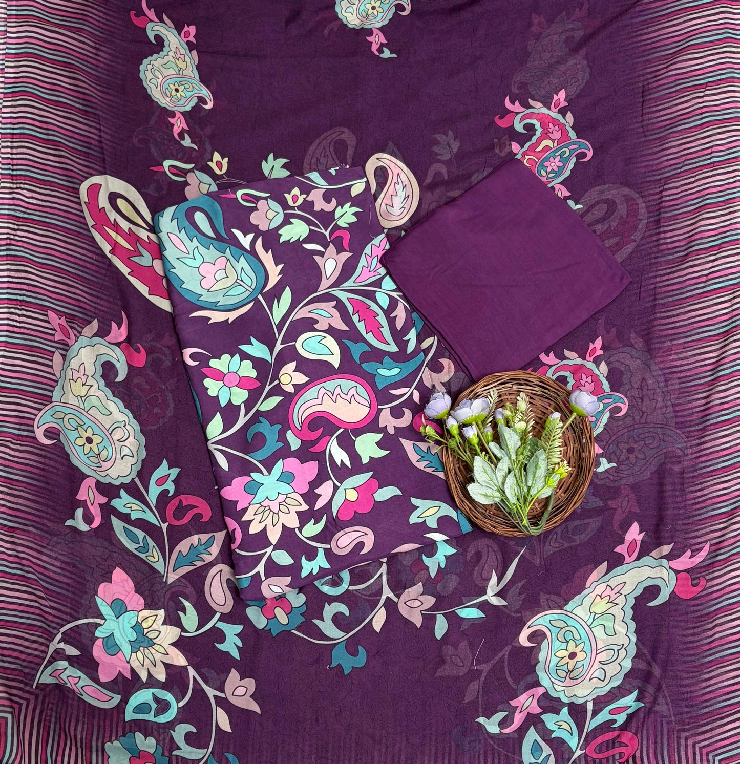 Muslin Purple Suit Fabric / Muslin Suits