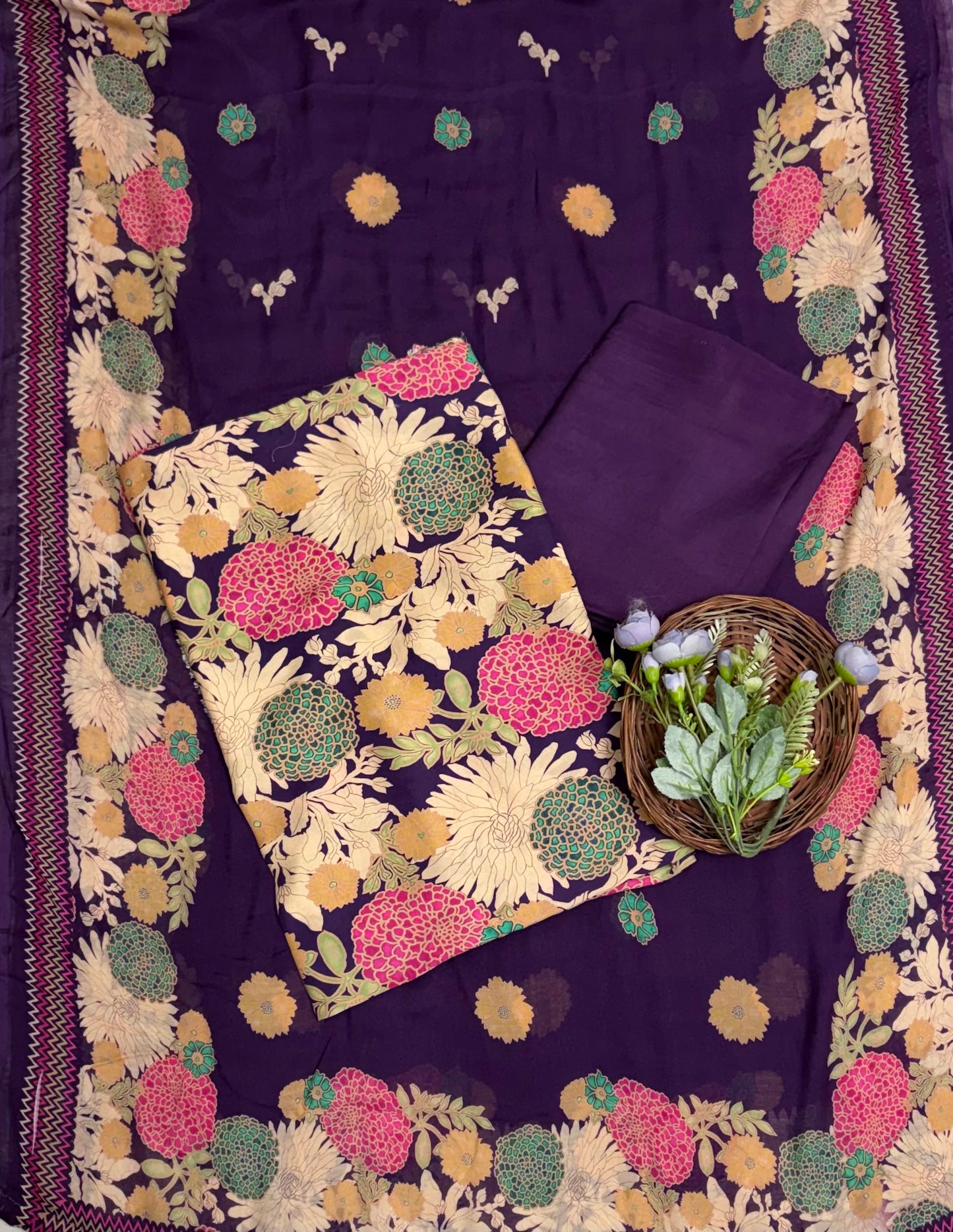 Muslin Purple Suit Fabric / Muslin Suits