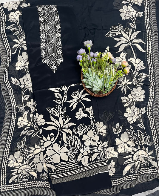 क्रेप स्किन विद ब्लैक सूट फ़ैब्रिक/ समर मार्केट कलेक्शन