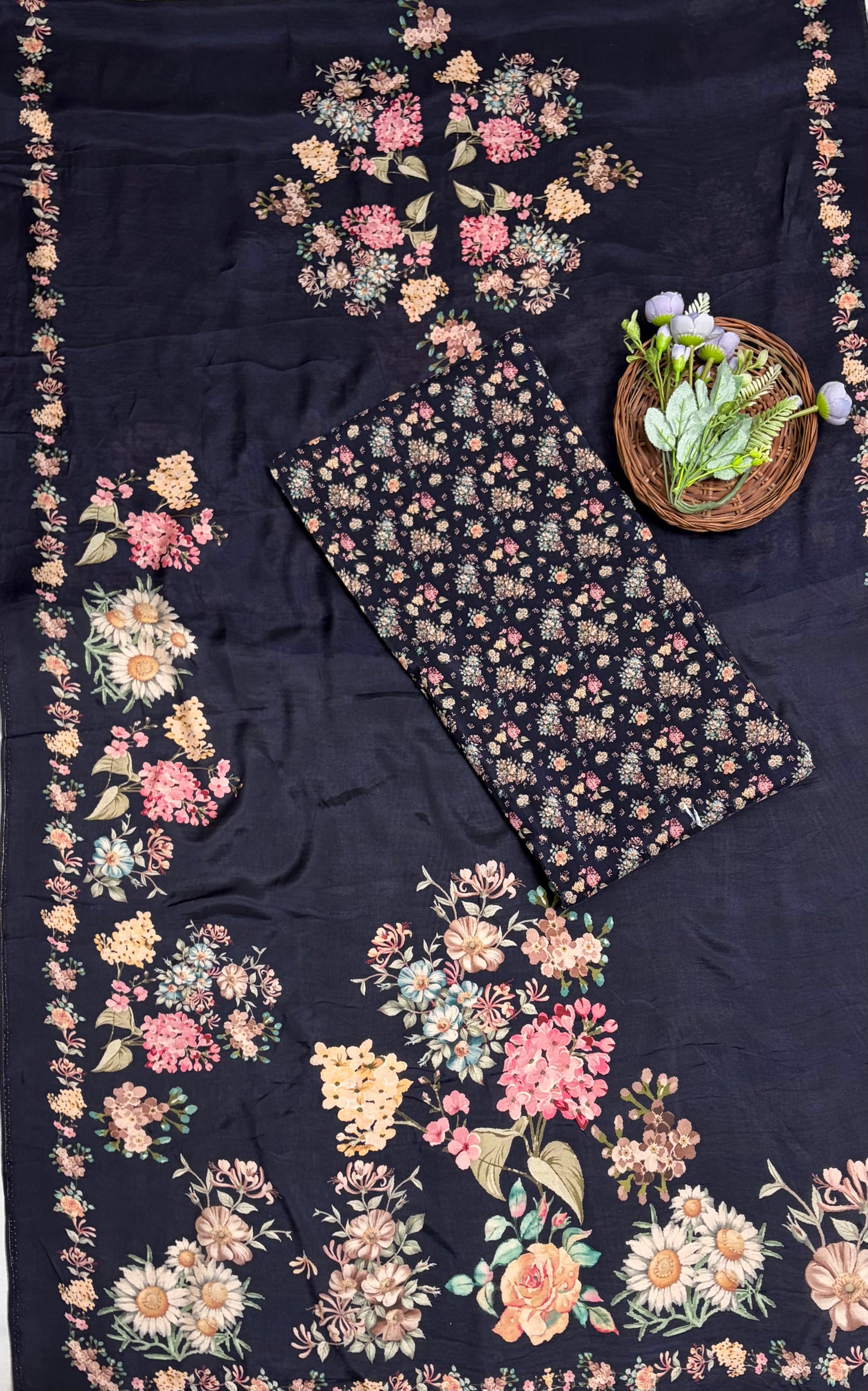 Muslin Navy Blue Suit Fabric / Muslin Suits