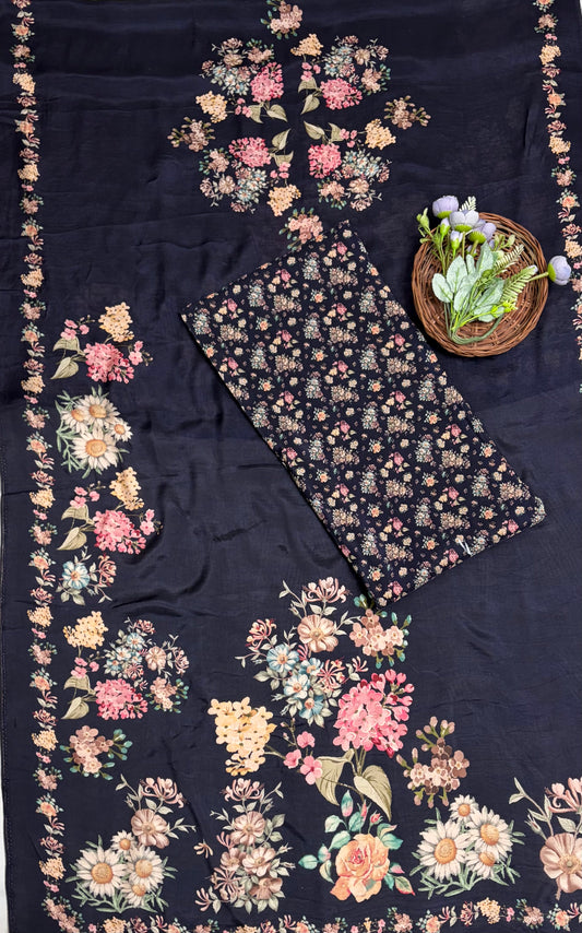 Muslin Navy Blue Suit Fabric / Muslin Suits