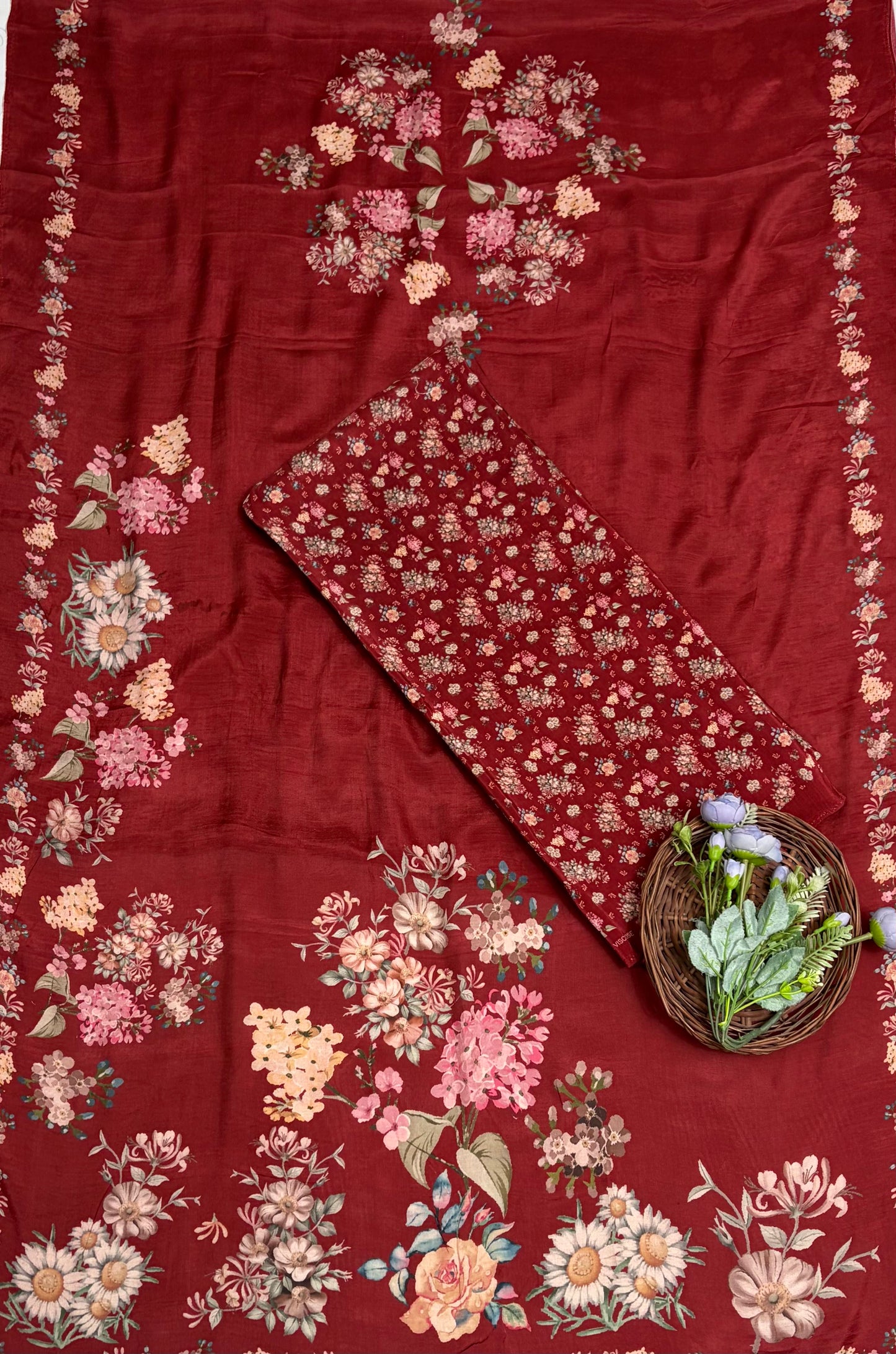 Muslin Maroon Suit Fabric / Muslin Suits