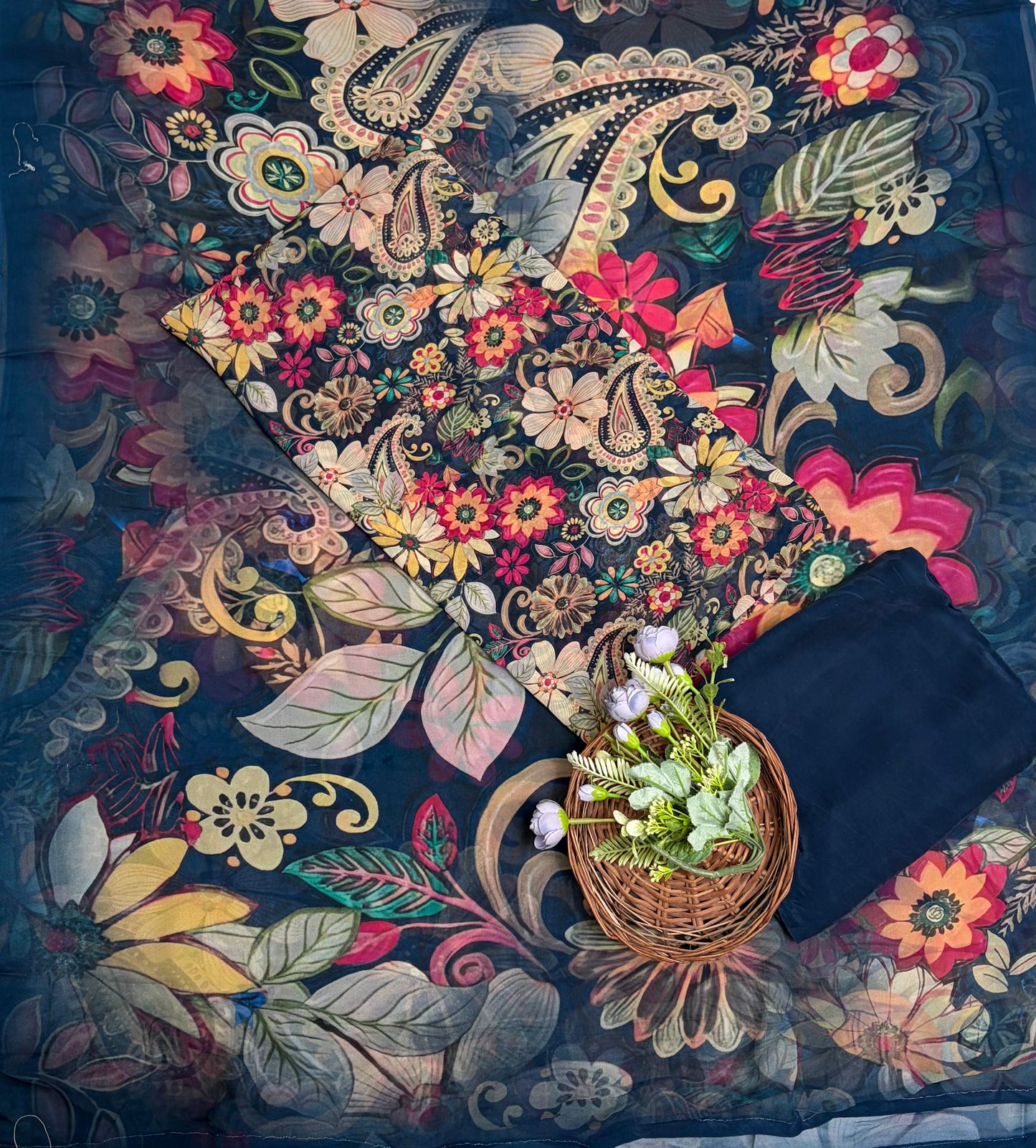 Georgette Dark Navy Blue Suit Fabric / Georgette Suits