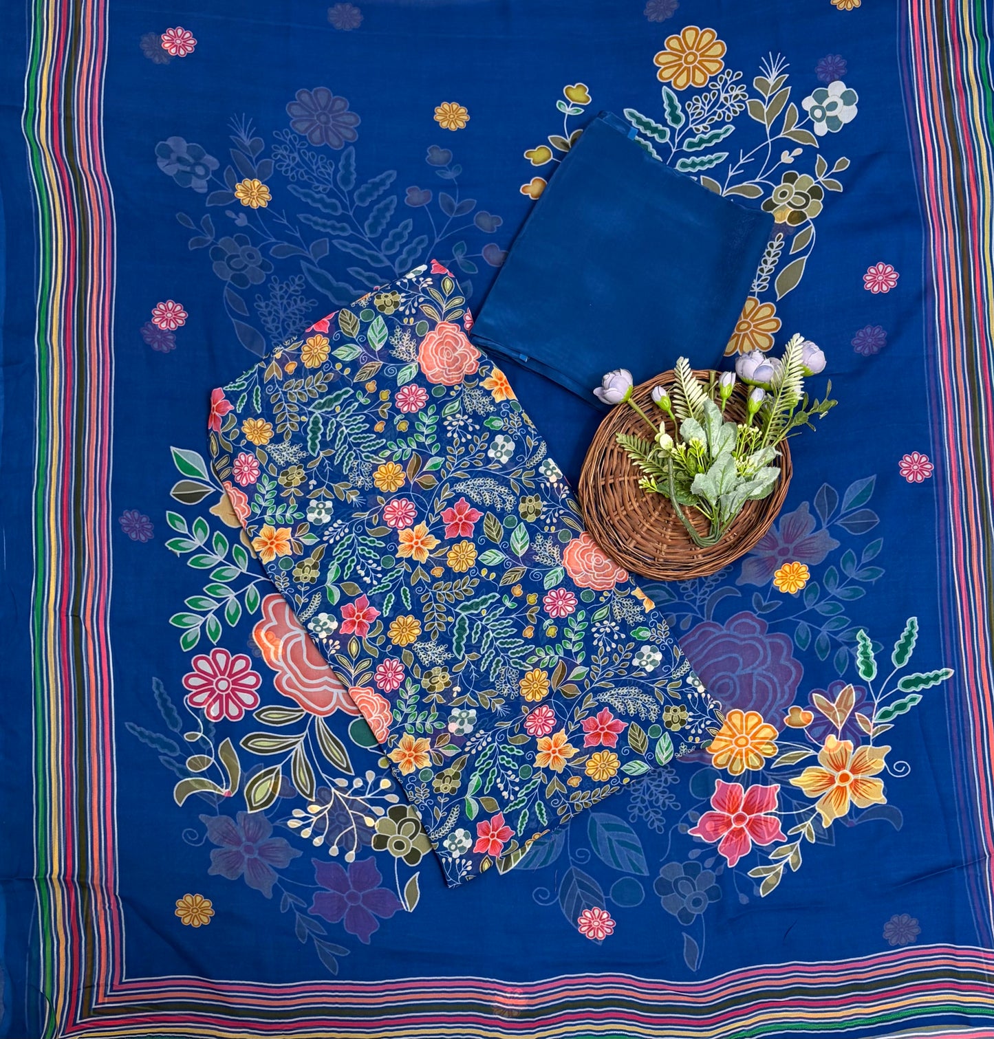 Georgette Blue Suit Fabric / Georgette Suits