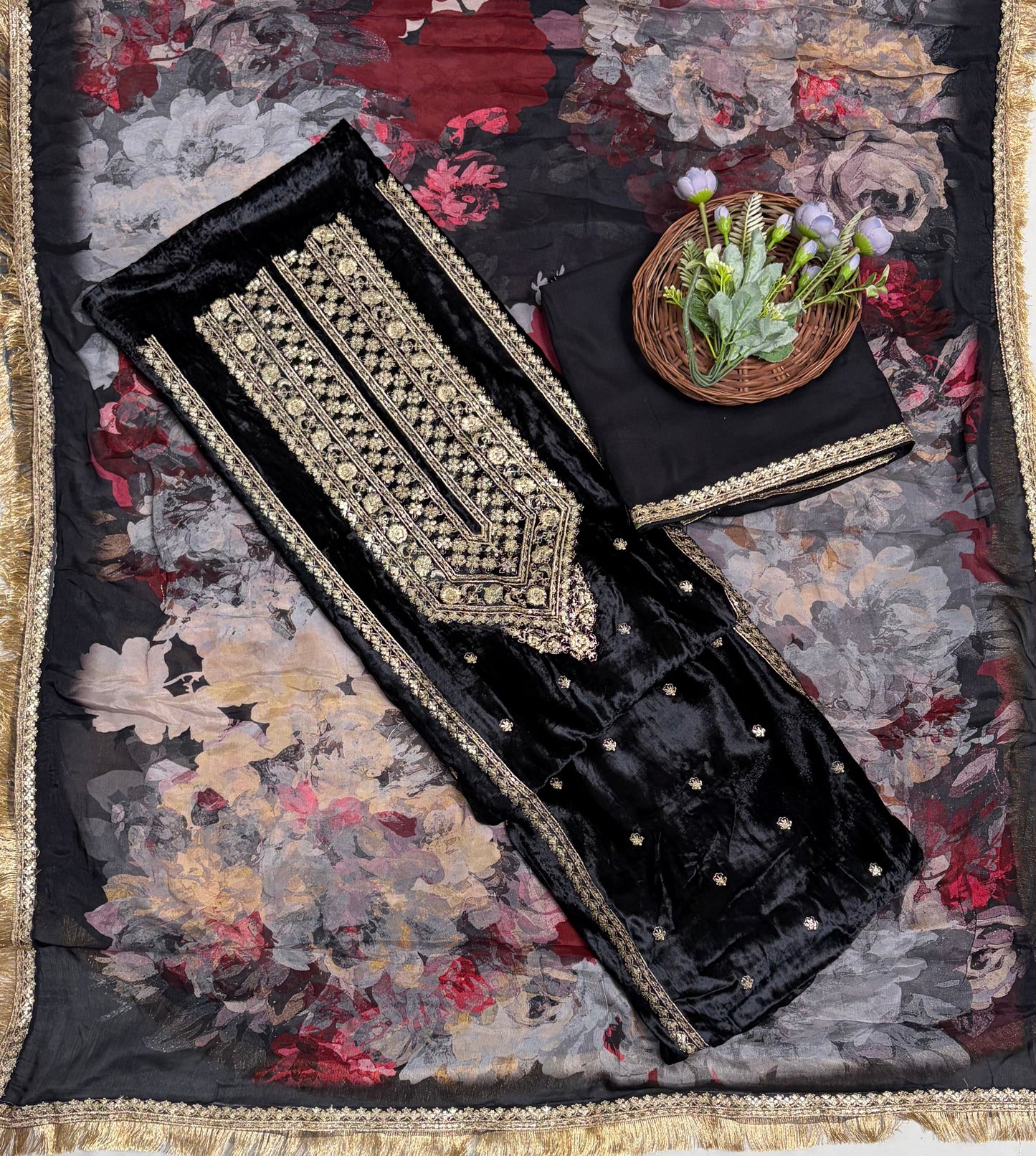 Velvet Black Suit Fabric/ Velvet Suits