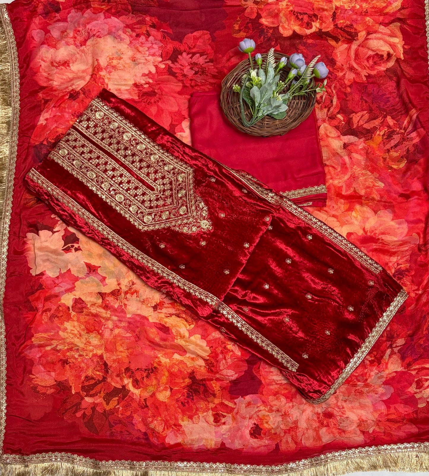 Velvet Red Suit Fabric/ Velvet Suits