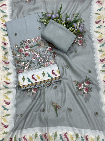 450B Mul Cotton Grey Suit Fabric / CKC Mul Cotton