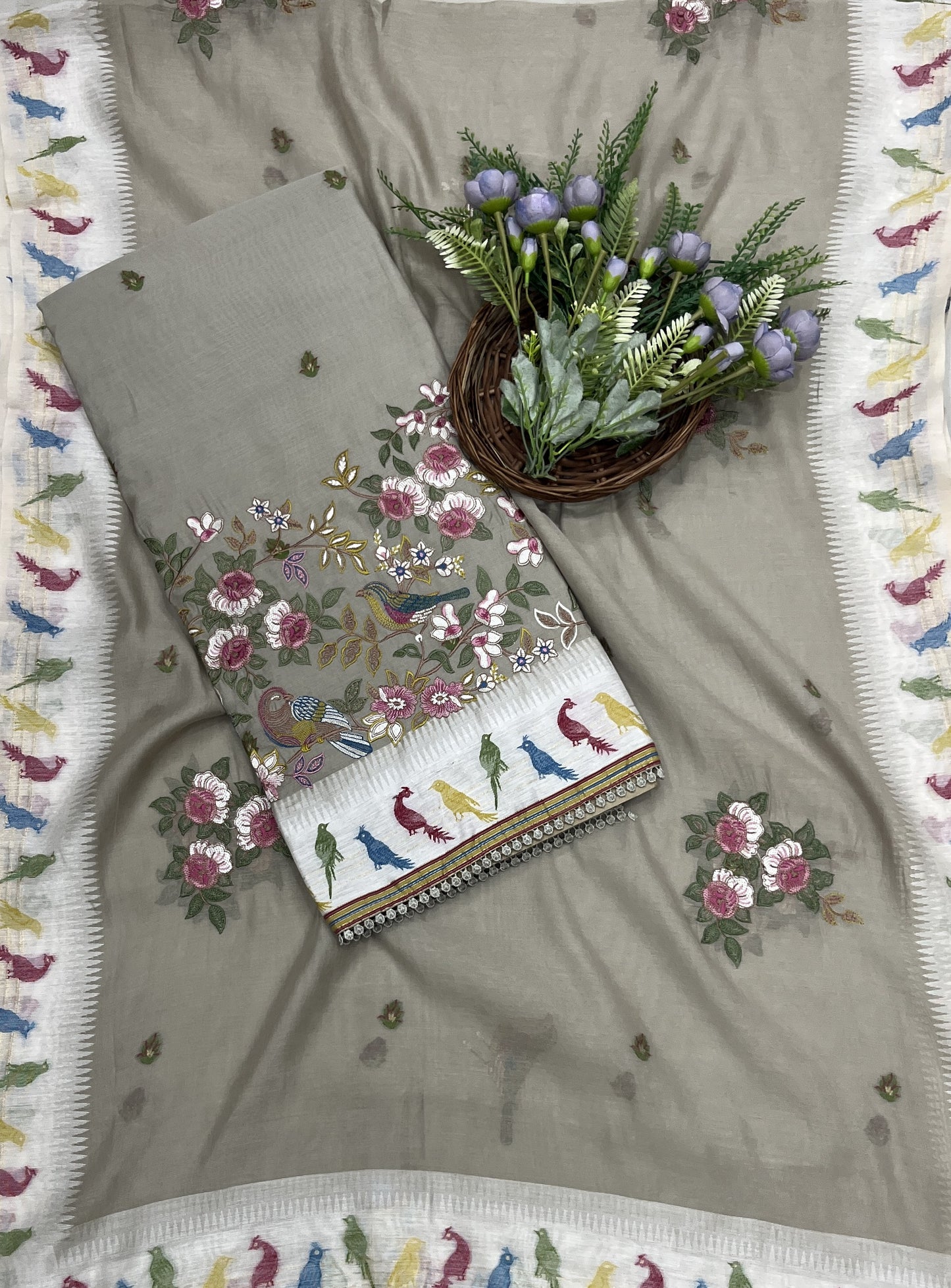 449B Mul Cotton Dusty grey Suit Fabric/ CKC Mul Cotton