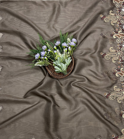 451B Self Organza Taupe Brown Color Suit Fabric/ CKC Partywear Collection