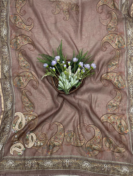 454B Mul Cotton Taupe Brown Suit Fabric / CKC Mul Cotton