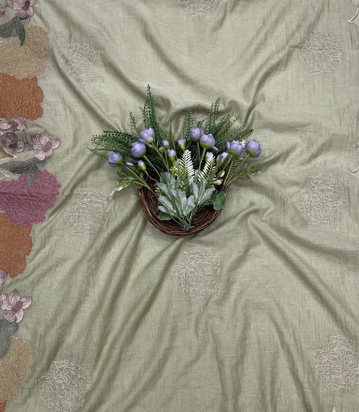 459B Mul Cotton Sage Green Suit Fabric/ CKC Mul Cotton