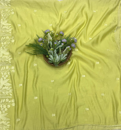 494B Mul Cotton Lime Green Suit Fabric / CKC Mul Cotton