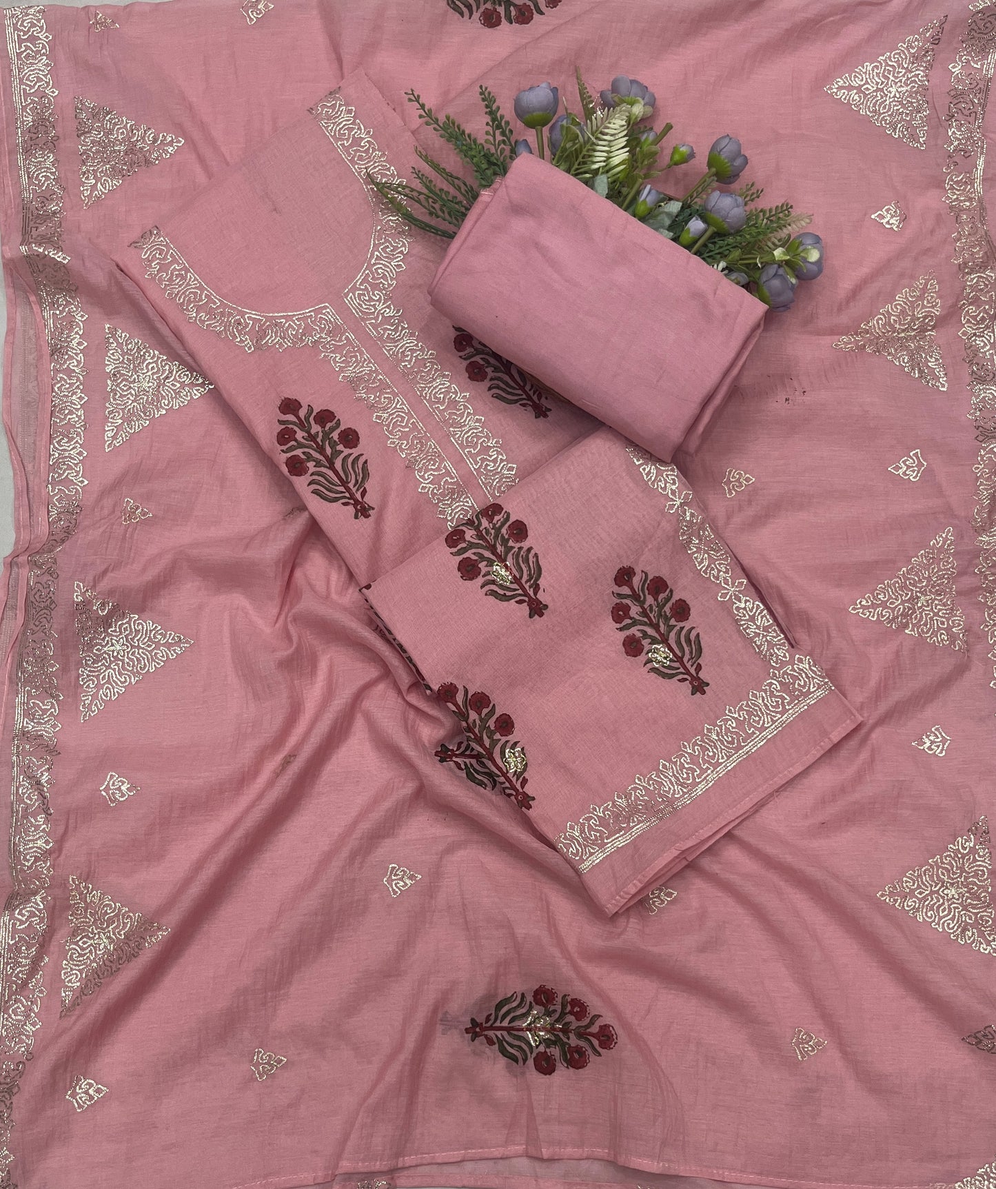 487B Mul Cotton Dusty Pink Suit Fabric / CKC Mul Cotton