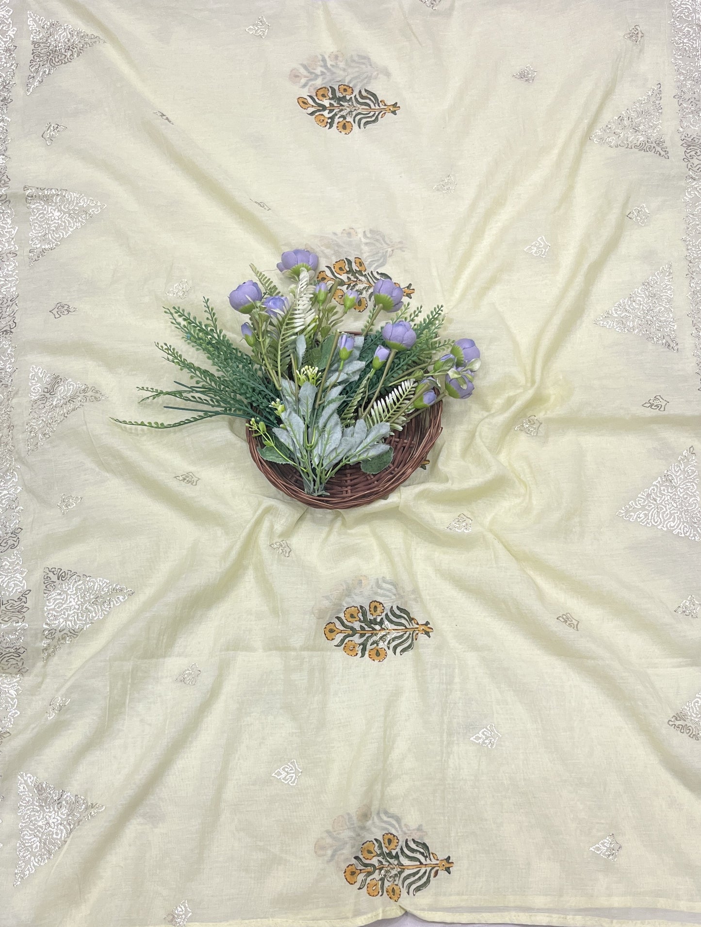 489B Mul Cotton Dusty Lemon Suit Fabric / CKC Mul Cotton