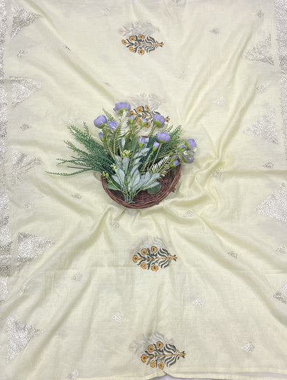 489B Mul Cotton Dusty Lemon Suit Fabric / CKC Mul Cotton