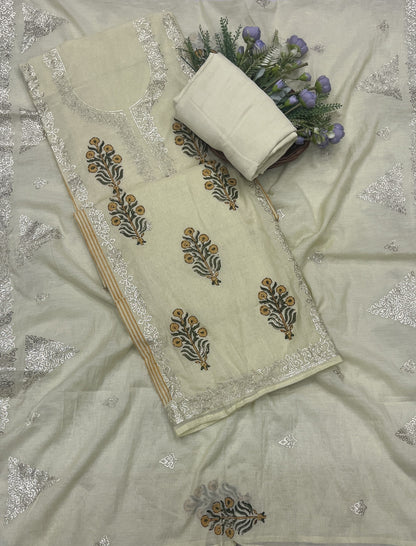 489B Mul Cotton Dusty Lemon Suit Fabric / CKC Mul Cotton