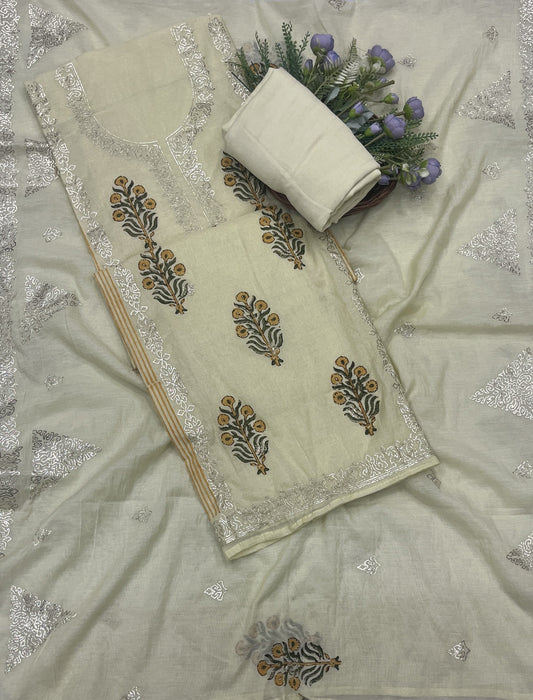 489B Mul Cotton Dusty Lemon Suit Fabric / CKC Mul Cotton