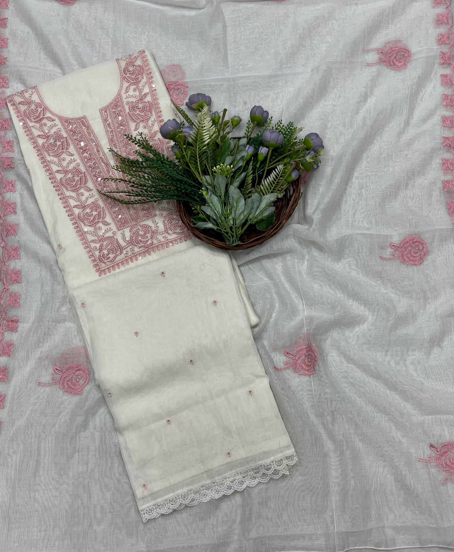 483B Cotton Off White suit Fabric / CKC Cotton Bazaar