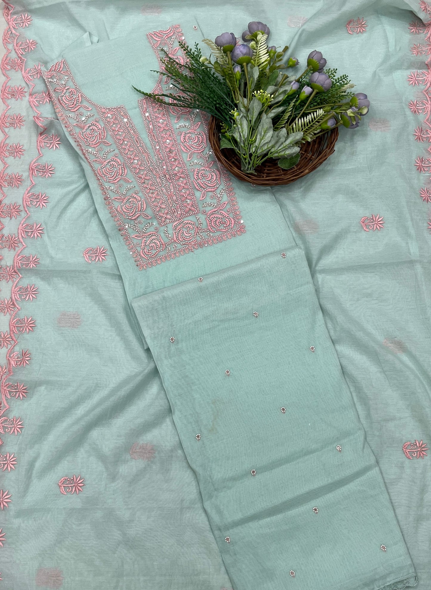 482B Cotton Mint Green suit Fabric / CKC Cotton Bazaar
