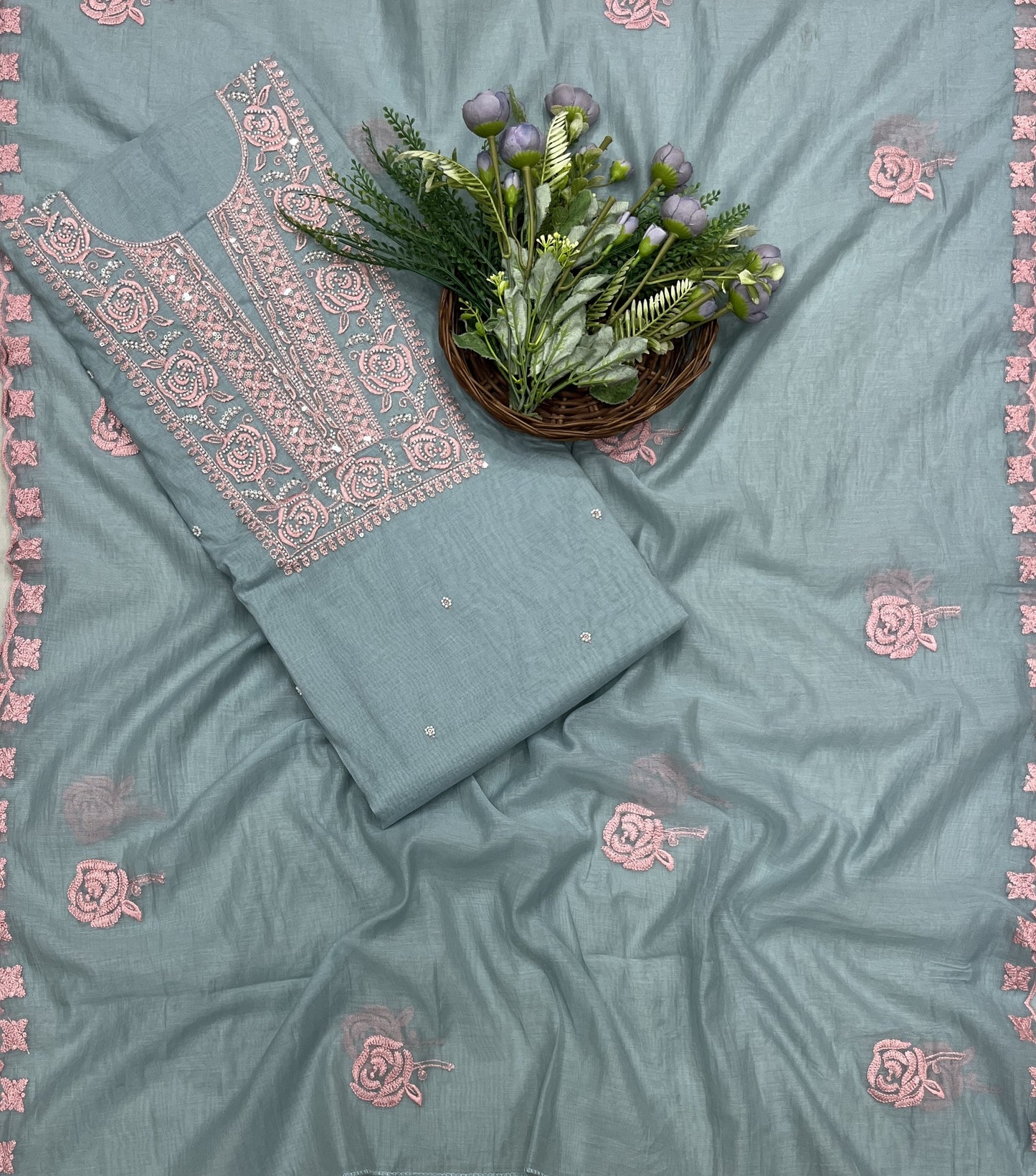 484B Cotton Greyish-Blue suit Fabric / CKC Cotton Bazaar
