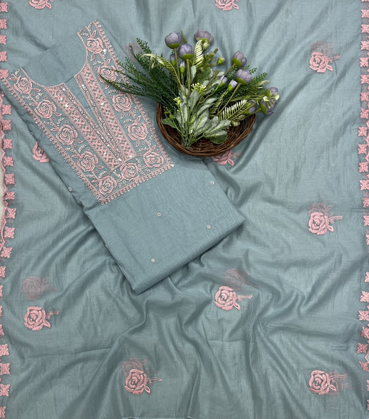484B Cotton Greyish-Blue suit Fabric / CKC Cotton Bazaar