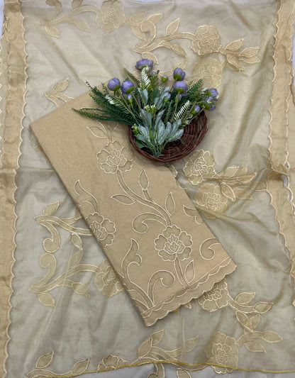 493B Mul Cotton Beige Suit Fabric / CKC Mul Cotton