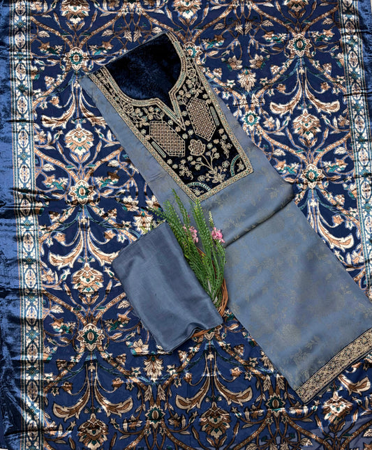 Shimmer Blue Suit Fabric / Velvet Suits