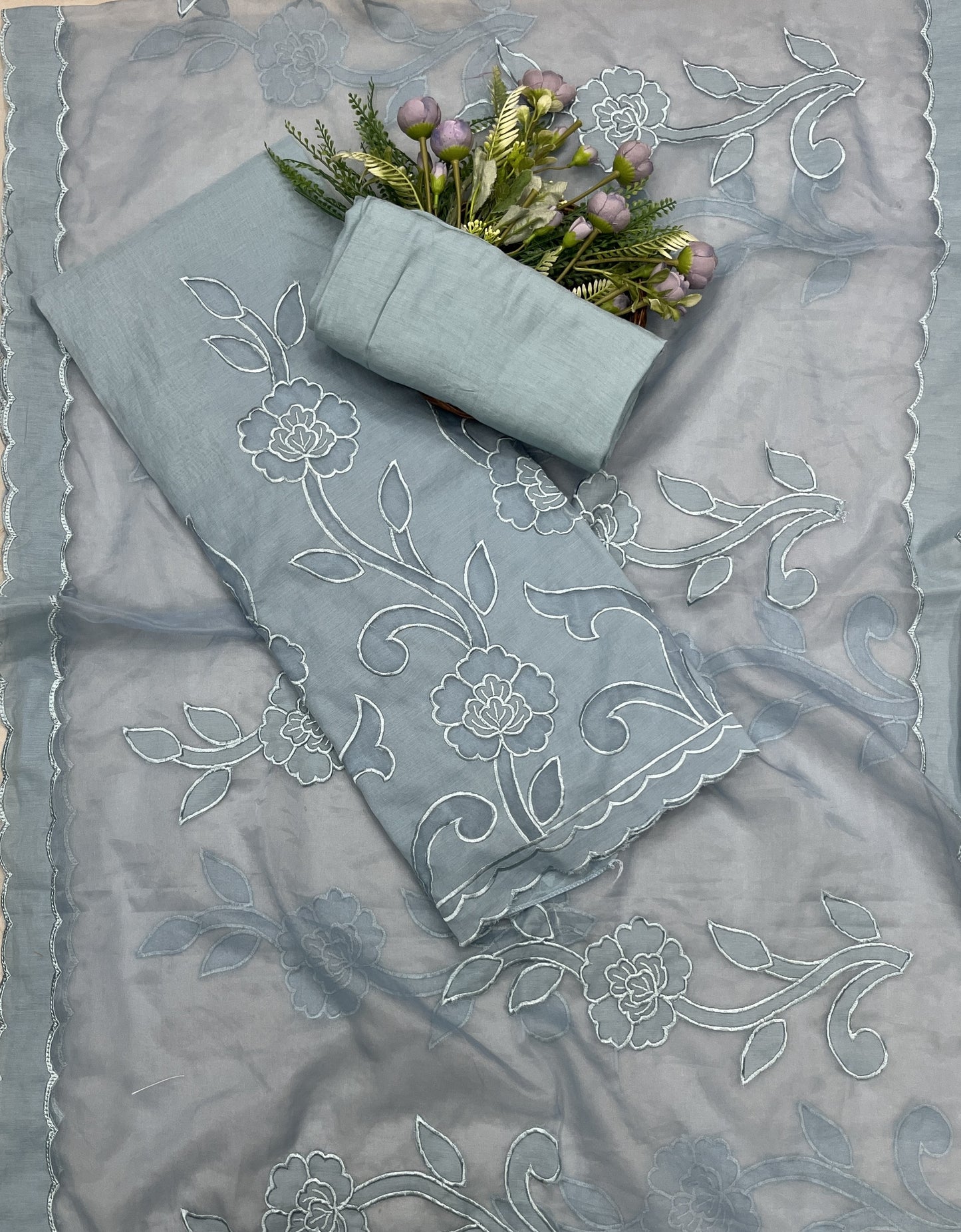 492B Mul Cotton Dusty Blue Suit Fabric / CKC Mul Cotton