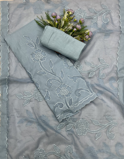 492B Mul Cotton Dusty Blue Suit Fabric / CKC Mul Cotton