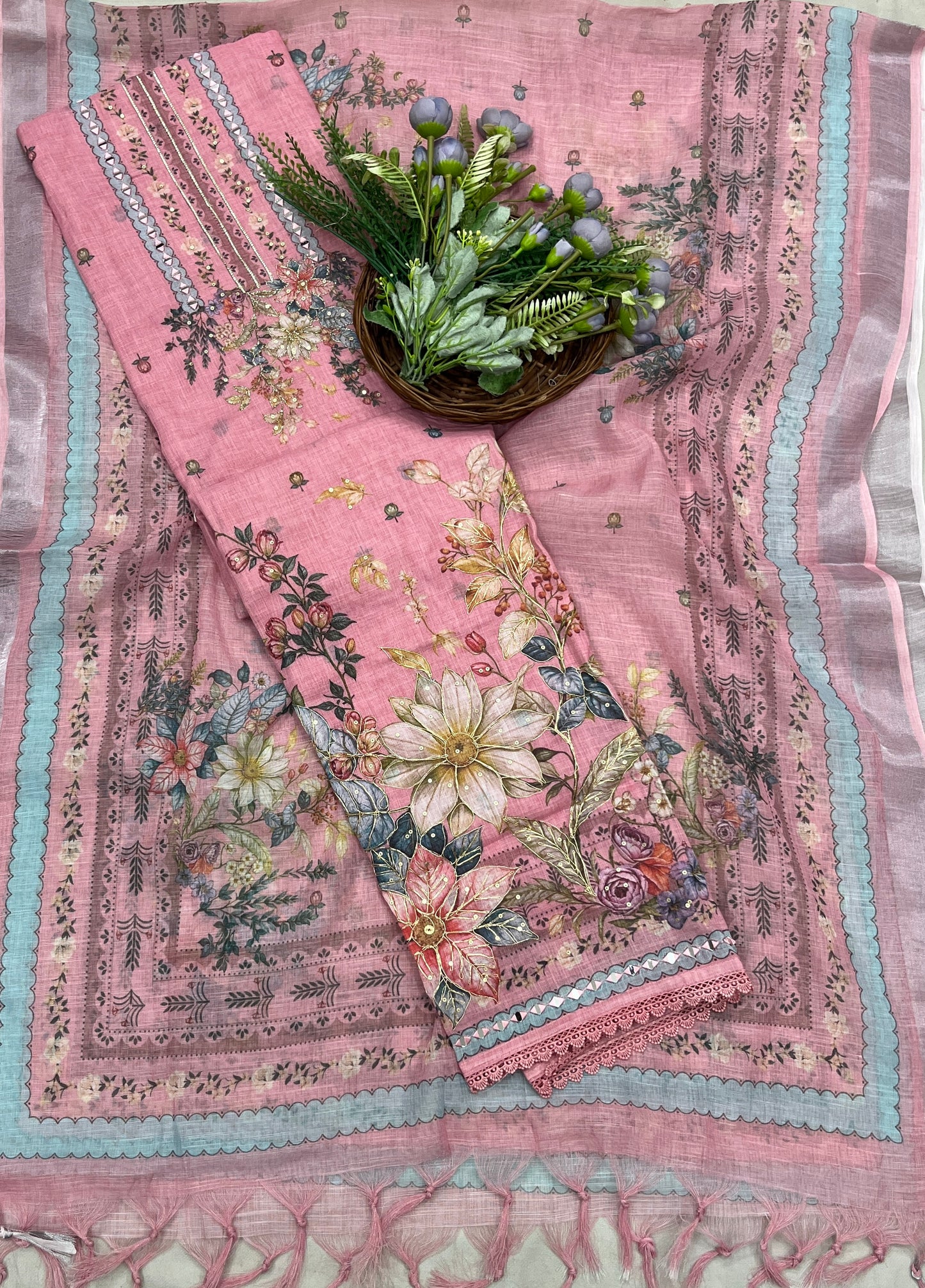 479B Linen Pink Suit Fabric/ CKC Linen Suits