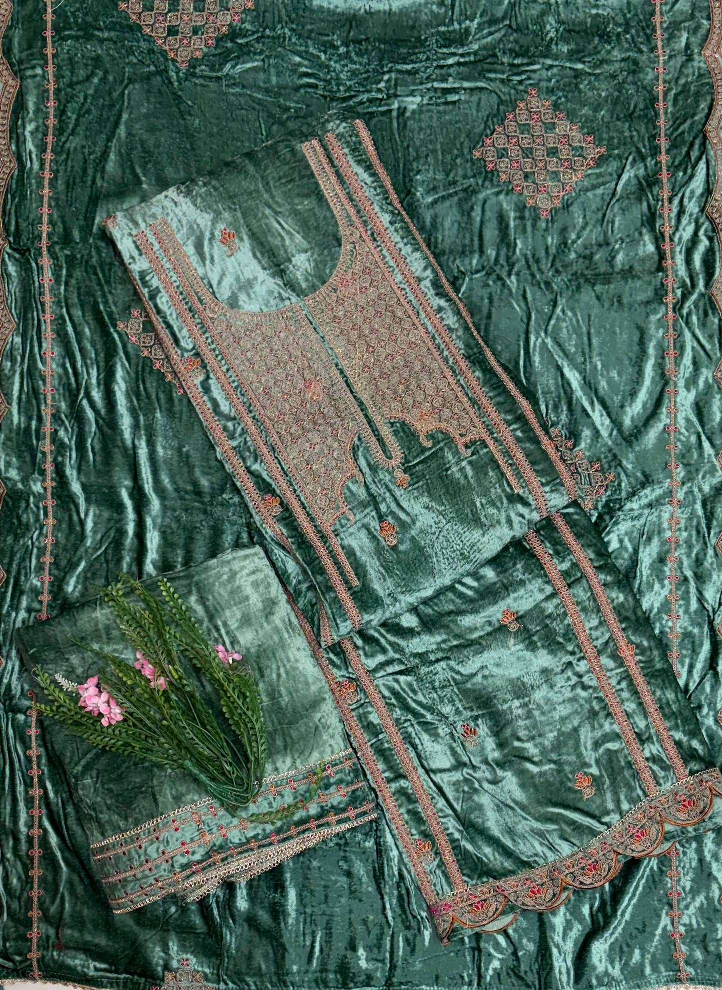 Velvet Green Suit Fabric / Velvet Suits