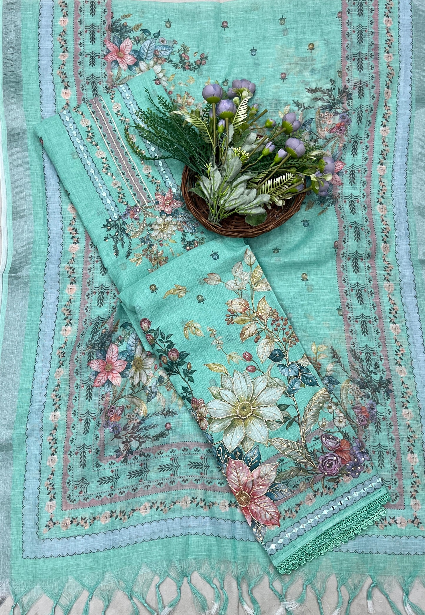 477B Linen Sea Green Suit Fabric/ CKC Linen Suits