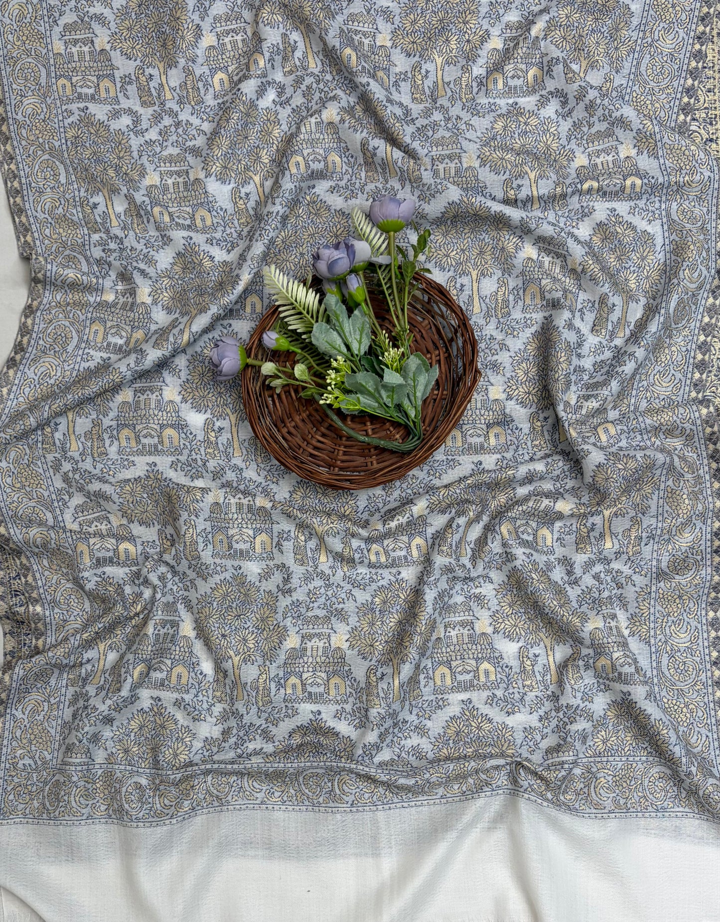 Pashmina White Stole Fabric / Pashmina Shawls