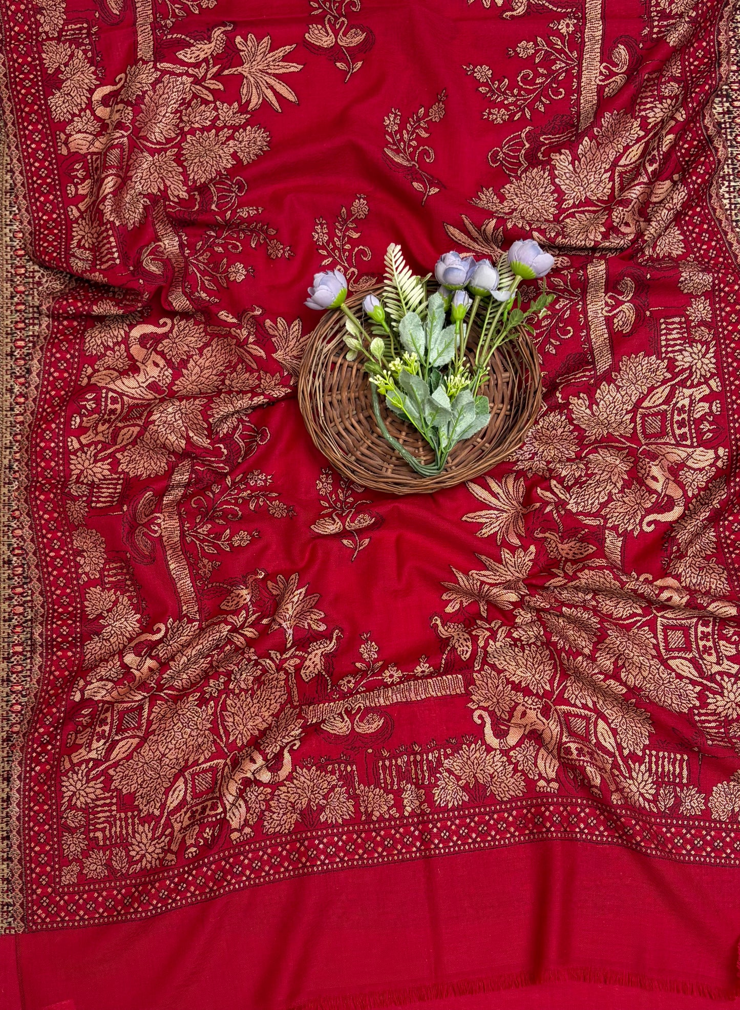 Pashmina Red Stole Fabric / Pashmina Shawls