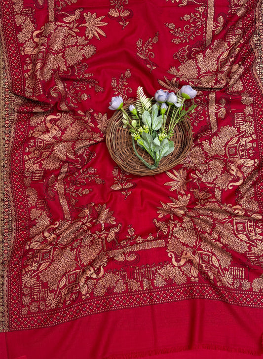 Pashmina Red Stole Fabric / Pashmina Shawls