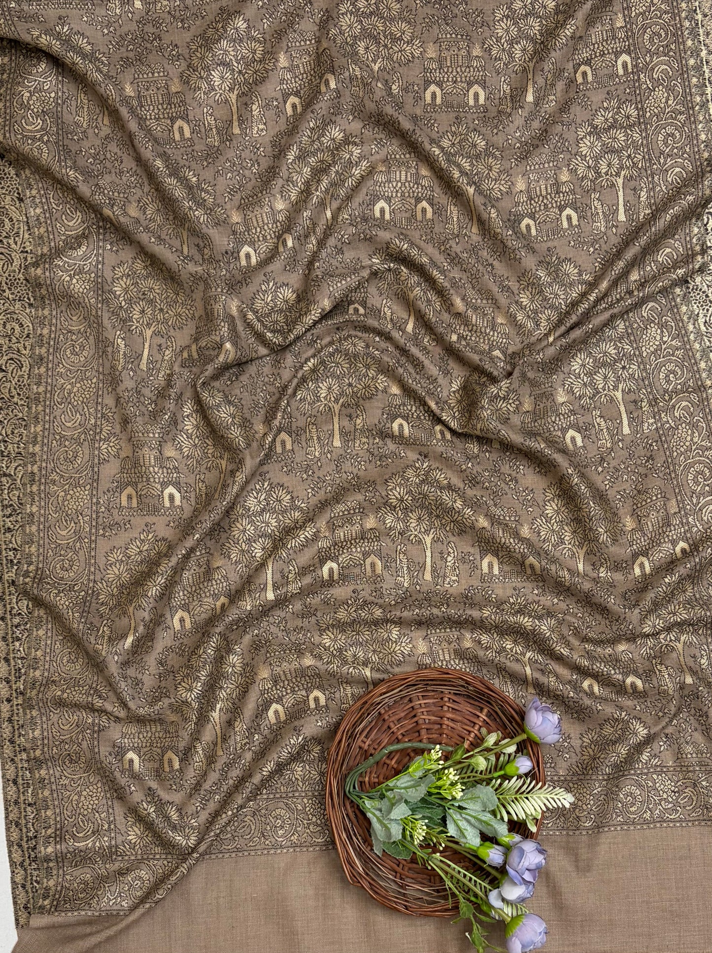 Pashmina Dark Beige Stole Fabric / Pashmina Shawls