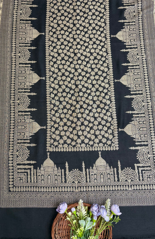 Pashmina Black Stole Fabric / Pashmina Shawls