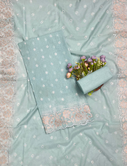 Ckc 515 Mul Cotton Light Sea Blue Suit Fabric/ CKC Mul Cotton