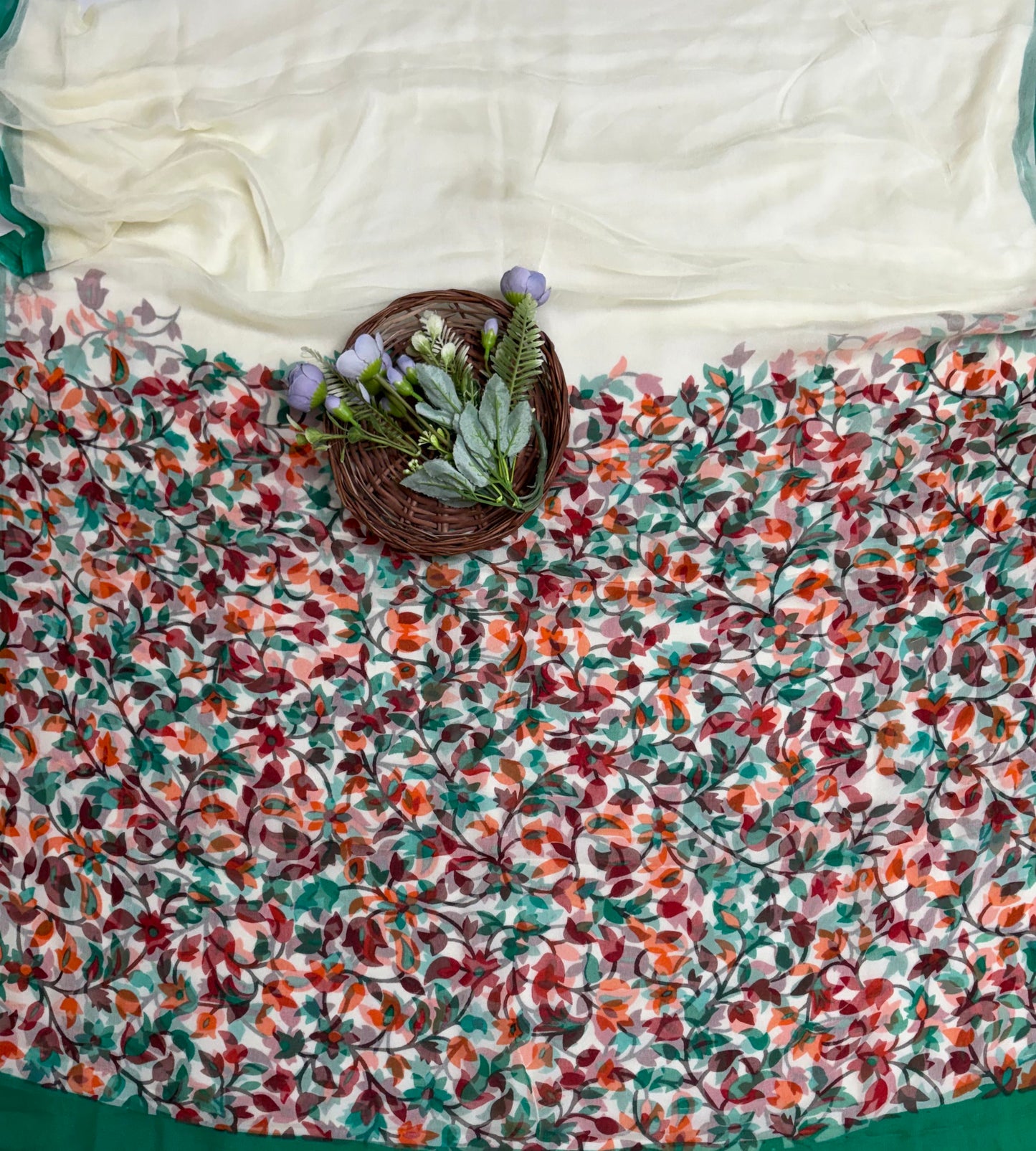 Ckc 160 Crepe Cream Suit Fabric / Phoolon Ka Ghar