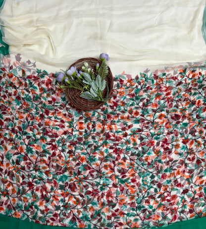 Ckc 160 Crepe Cream Suit Fabric / Phoolon Ka Ghar